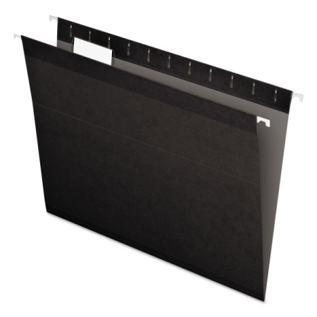 Colored Reinforced Hanging Folders, Letter Size, 1/5-Cut Tab, Black, 25/Box