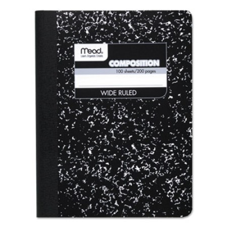 Composition Book, Wide/Legal Rule, Black Cover, 9.75 x 7.5, 100 Sheets