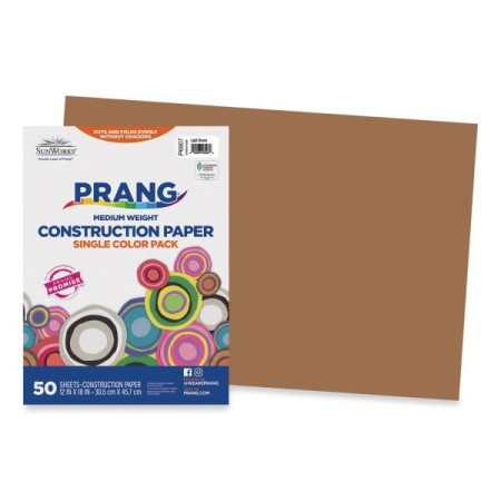 Construction Paper, 58 Lb., 12 x 18, Light Brown, 50/Pack