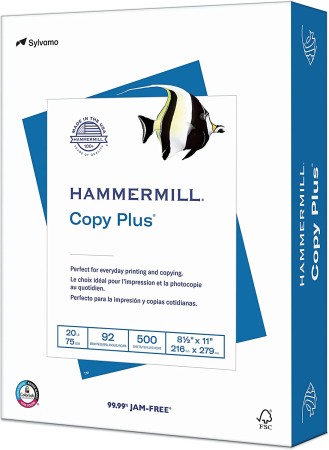 Copy Plus Print Paper, 92 Bright, 20lb, 8.5 x 11, White, 500 Sheets/Ream, 10 Reams/Carton, 40 Cartons/Pallet