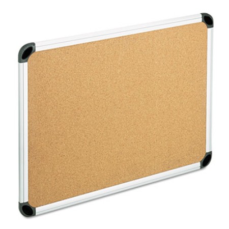 Cork Board with Aluminum Frame, 36 x 24, Natural, Silver Frame