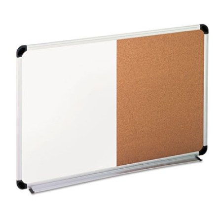 Cork/Dry Erase Board, Melamine, 24 x 18, Black/Gray Aluminum/Plastic Frame
