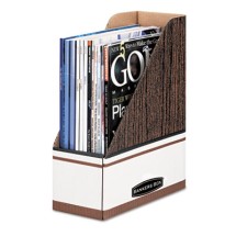 Corrugated Cardboard Magazine File, 4 x 11 x 12 3/4, Wood Grain, 12/Carton