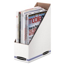 Corrugated Cardboard Magazine File, 4 x 9 1/4 x 11 3/4, White, 12/Carton