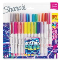 Sharpie Cosmic Color Permanent Markers, Extra-Fine Needle Tip, Assorted Colors, 24/Pack