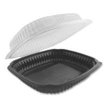 Culinary Lites Microwavable Containers, 47.5 oz., 10.56 x 9.98 x 3.18, Clear/Black, 100/Carton
