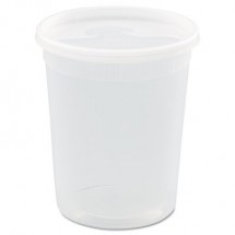 DELItainer Clear Microwavable Container with Lid,  32 oz, 4-11/20" dia. x 5-11/20"H, 240/Carton