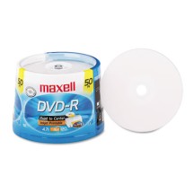 DVD-R Recordable Discs, Printable, 4.7GB, 16x, Spindle, White, 50/Pack
