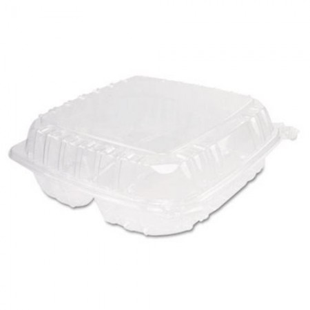 Dart ClearSeal 3-Compartment Plastic Hinged Containers, 9" x 9-1/2" x 3", - 200 pcs
