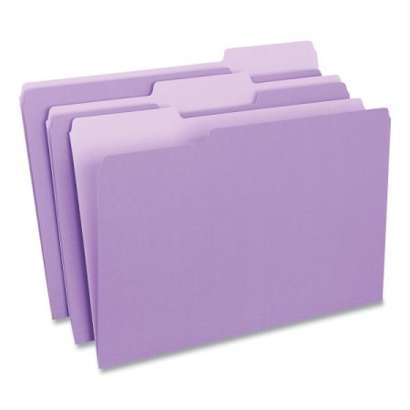 Deluxe Colored Top Tab File Folders, 1/3-Cut Tabs, Legal Size, Violet/Light Violet, 100/Box