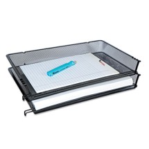 Deluxe Mesh Stacking Side Load Tray, 1 Section, Legal Size Files, 17" x 10.88" x 2.5", Black