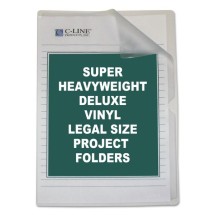 Deluxe Vinyl Project Folders, Legal Size, Clear, 50/Box
