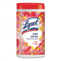 Lysol Disinfecting Wipes, 7&quot; x 8&quot;, Mango and Hibiscus, 80 Wipes/Canister, 6 Canisters/Carton