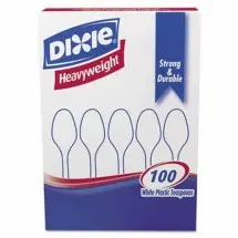 Dixie Heavy Weight White Plastic Teaspoons, 1000/Carton