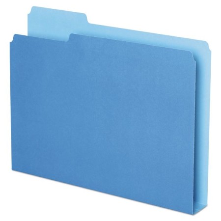 Double Stuff File Folders, 1/3-Cut Tabs, Letter Size, Blue, 50/Pack