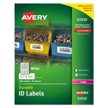 Durable Permanent ID Labels with TrueBlock Technology, Laser Printers, 2 x 2.63, White, 15/Sheet, 50 Sheets/Pack