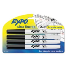 EXPO Black Low-Odor Ultra Fine Dry Erase Marker, 4/Pack