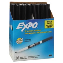 EXPO Low-Odor Dry-Erase Marker, Fine Bullet Tip, Black, 36/Box