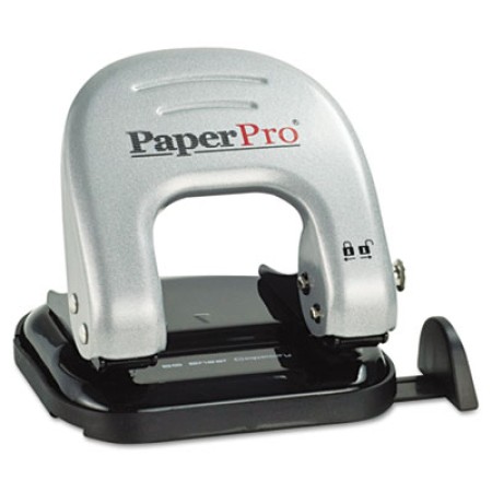 EZ Squeeze Two-Hole Punch, 40-Sheet Capacity, Black/Silver