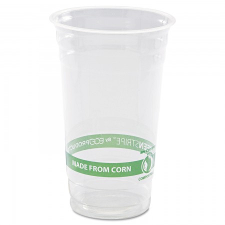 Eco-Products GreenStripe PLA Cold Cups, 24 oz., Clear 1000/Carton