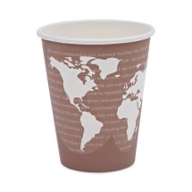 Eco-Products World Art Renewable/Compostable Paper Hot Cups, 8  oz., Plum, 50/Pack