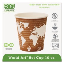 Eco World Art Renewable Compostable Paper Hot Cups, 10  oz., 1000/Carton
