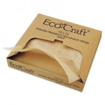 EcoCraft Grease-Resistant Paper Wraps and Liners, Natural, 12 x 12,  1000/Box, 5 Boxes/Carton