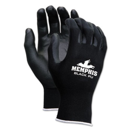 Economy Foam Nitrile Gloves, Large, Gray/Black, 12 Pairs