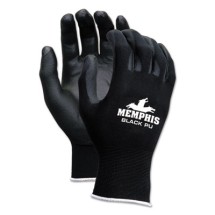 Economy PU Coated Work Gloves, Black, Large, 1 Dozen