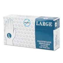 Inteplast Group Embossed Polyethylene Clear Disposable Gloves, Powder-Free, Large, 2000/Carton