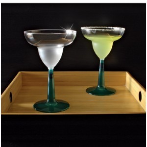 Emi Yoshi EMI-MGG12GR Clear Plastic Margarita Glass With Green Base 12 oz. - 8 doz