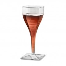 Emi Yoshi EMI-SWG8 Squares Clear Plastic Wine Glass 8 oz. - 6 doz