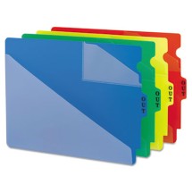 End Tab Poly Out Guides, Two-Pocket Style, 1/3-Cut End Tab, Out, 8.5 x 11, Blue, 50/Box