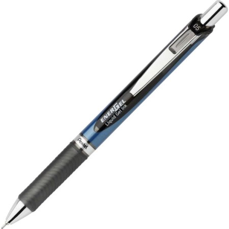 EnerGel RTX Retractable Gel Pen, Fine 0.5mm, Black Ink, Silver/Black Barrel