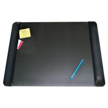 Executive Desk Pad with Antimicrobial Protection, Leather-Like Side Panels, 36 x 20, Black