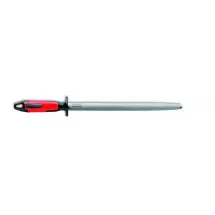 FDick 7317330-63 12" Oval Regular Cut Sharpening Steel, Red/Black Handle
