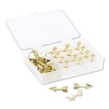 Fashion Push Pins, Steel, Gold, 3/8", 36/Pack