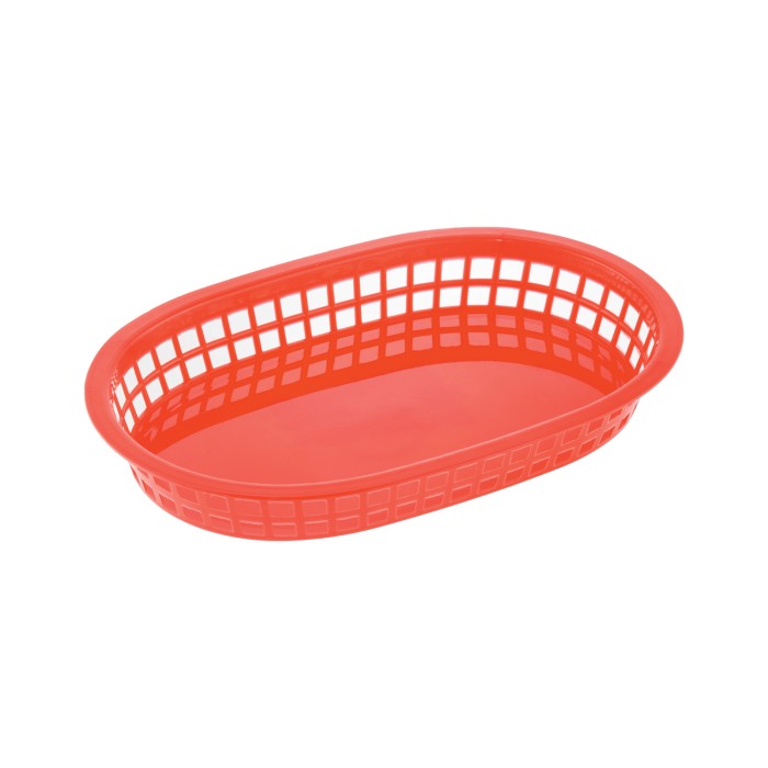 CAC China TTFB-10RD Red Oblong Plastic Fast Food Basket 10 7/8" L - 1 doz