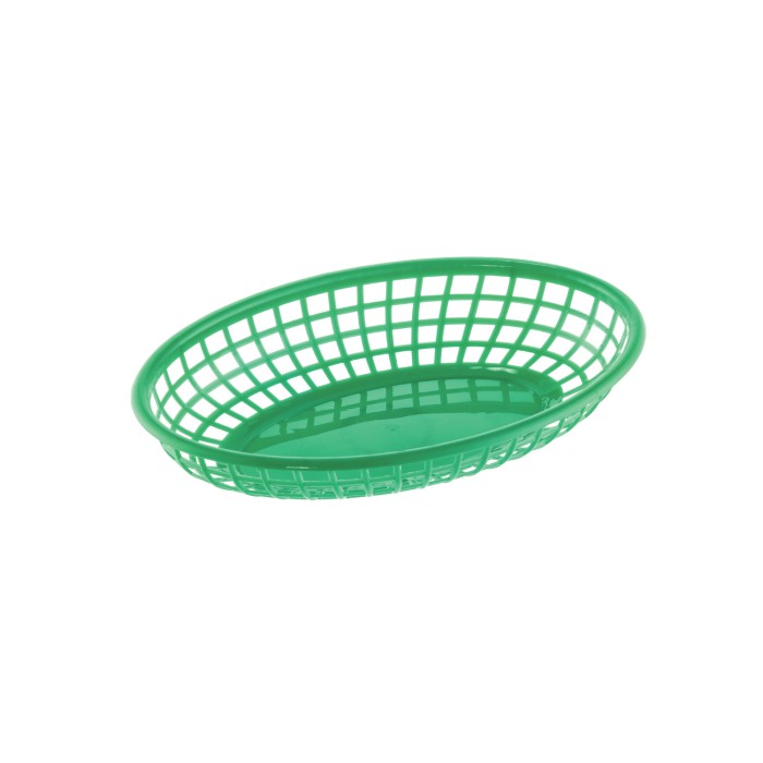 CAC China TTFB-09GN Green Oval Plastic Fast Food Basket 9 1/4" L - 1 doz
