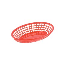 CAC China TTFB-09RD Red Oval Plastic Fast Food Basket 9 1/4&quot; L - 1 doz