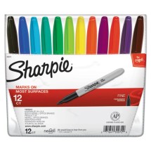 Sharpie Fine Tip Permanent Marker, Assorted Colors, 12/Set