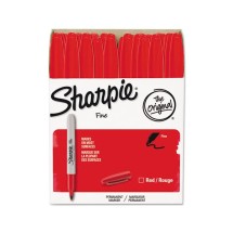 Sharpie Fine Tip Permanent Marker, Red, 36/Pack