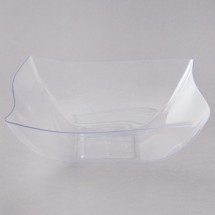 Fineline Settings 128-CL Wavetrends Clear Square Plastic Serving Bowl 128 oz. - 25 pcs