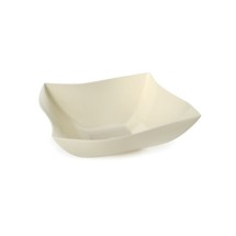 Fineline Settings 132-BO Wavetrends Bone Square Plastic Serving Bowl 32 oz. - 50 pcs