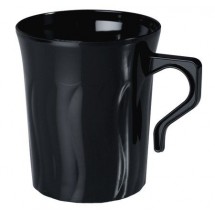 Fineline Settings 208-BK Flairware Black Plastic Coffee Mug 8 oz. - 24 doz