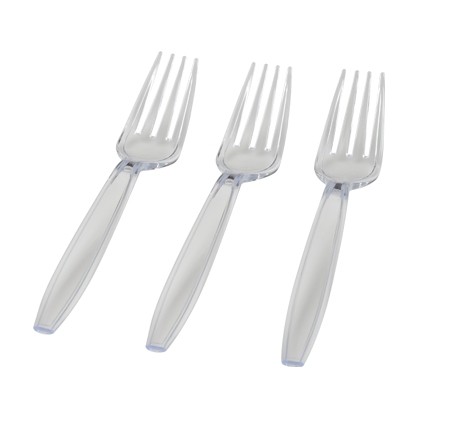 Fineline Settings 2503-CL Flairware Clear Full Size Extra Heavy Forks - 1000 pcs