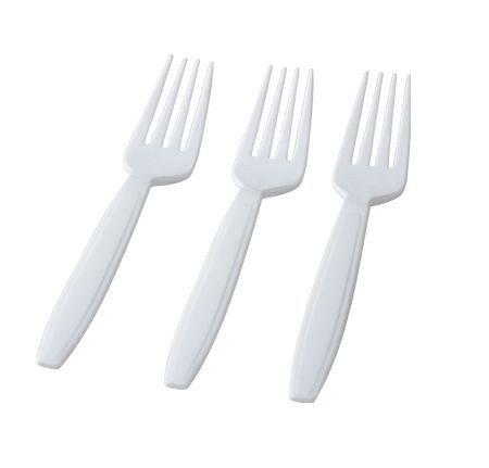 Fineline Settings 2503-WH Flairware White Full Size Extra Heavy Forks - 1000 pcs