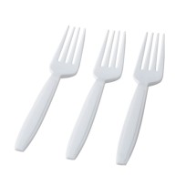 Fineline Settings 2516-WH Flairware White Full Size Extra Heavy Forks - 100 doz