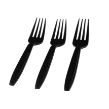 Fineline Settings 2523-BK Flairware Black Full Size Extra Heavy Plastic Forks - 1000 pcs