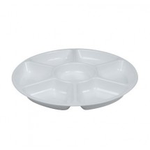 Fineline Settings D18777.WH Platter Pleasers White Plastic 7-Compartment Tray 18&quot; - 1 doz